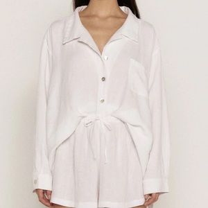 Boheme Oxford Shirt in White Linen Size XS/S